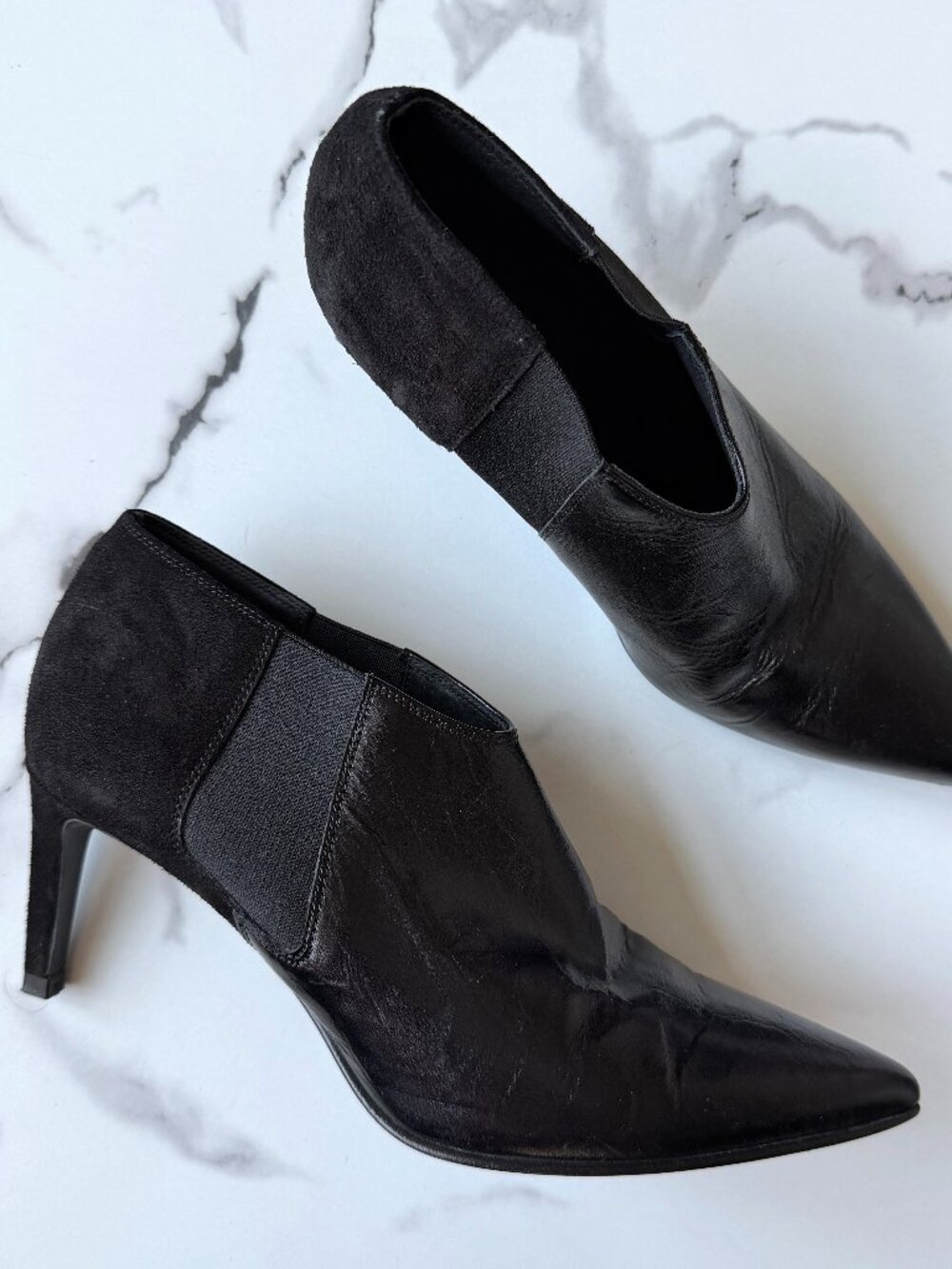 Rag & Bone Beha Ankle Booties in Black Leather Suede Size 37.5